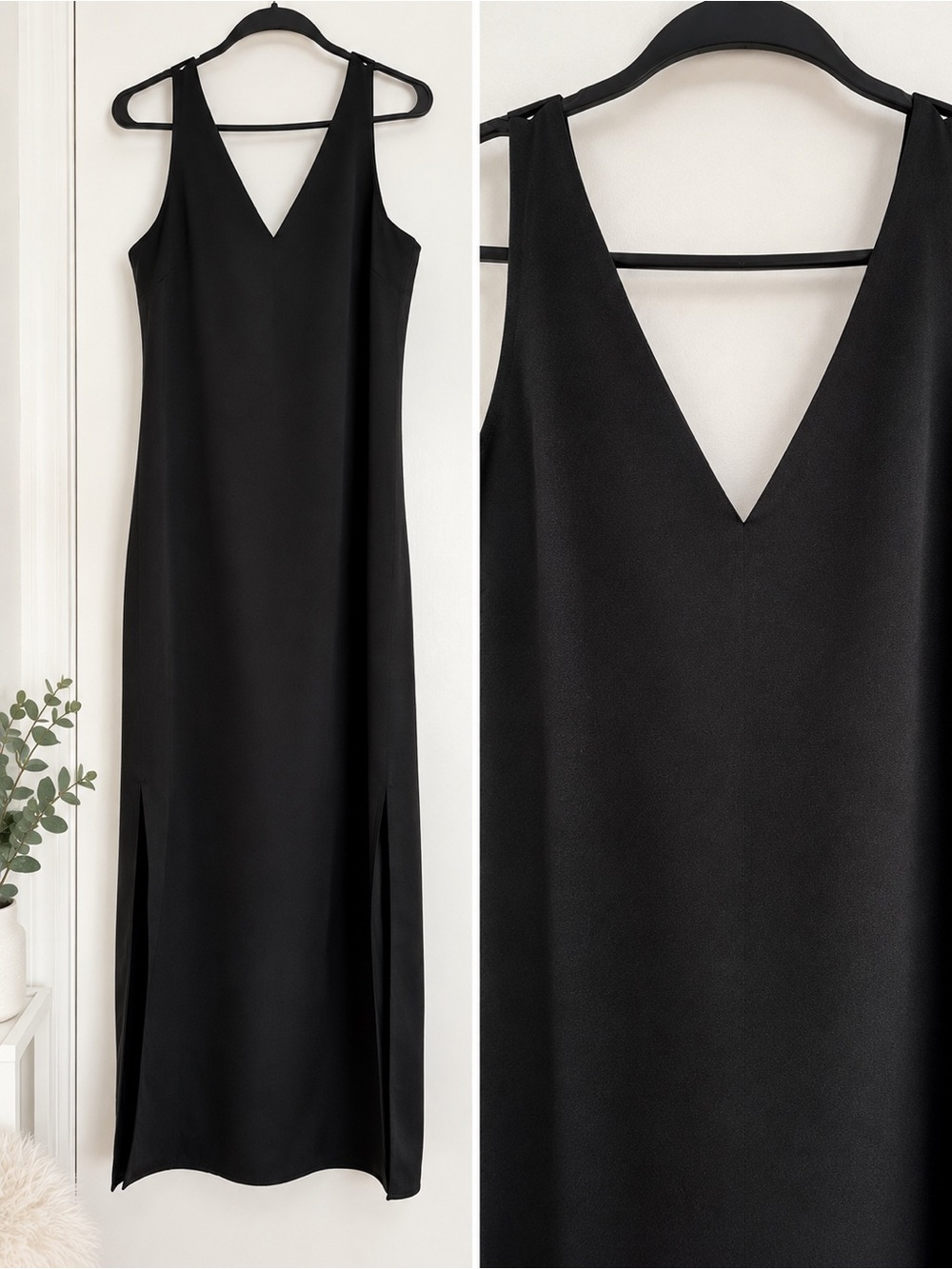 Simons Black V-Neck Maxi Slip Dress